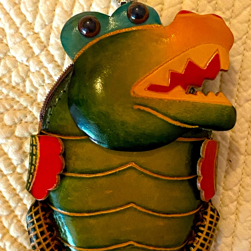 Leather alligator wristlet